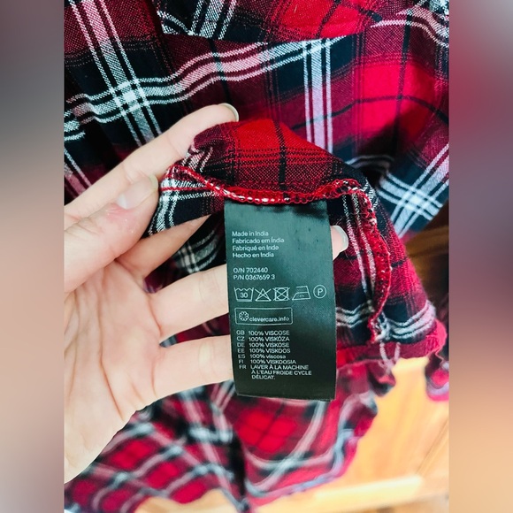 H&M Divided Red Plaid Shirt Dress, US 14 - Picture 4 of 5